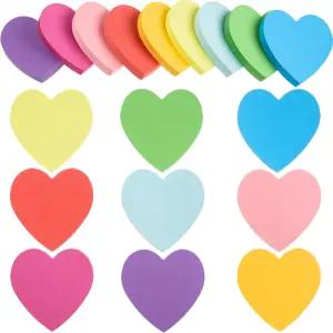 FOBSME 900장 하트 스티커 메모지 3x3인치 멀티컬러 모양 메모 패드 귀여운 셀프 스틱 홈 오피스 학교