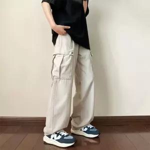 남자 유틸리티 카고 와이드팬츠 밴딩 면 작업복 바지 3컬러