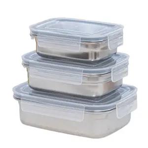 가볍고 튼튼한 스텐 밀폐용기 3종/전자렌지용기 반찬통 보관용기 냉장용기 냉동실용기 스텐통