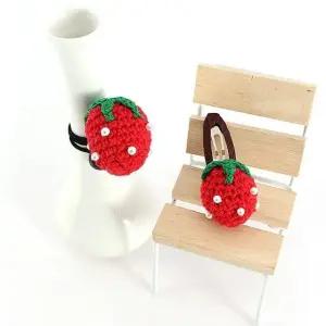 [아랑로랑] 진주콕뜨게딸기 방울똑딱핀