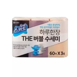 스카트 하루한장 일회용 THE 버블수세미 60매 x 3롤 x 2