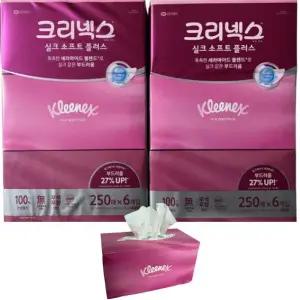크리넥스 실크소프트 플러스 미용 각티슈 250매(6개입) X2개