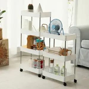 틈새 카트 선반 다용도 이동형 플라스틱 틈새 수납 선반 바퀴형 트롤리 간이 이동식 수납장 화장대 미용실