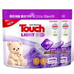 터치 아토캡 파우치 라벤더 캡슐세제 100개입+100개입 고농축 중성세제 실내건조