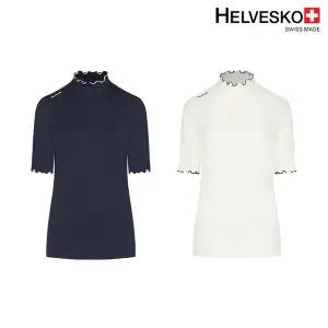 [헬베스코] 여성 골지 셔링 5부 반팔티셔츠 H1MWTS263
