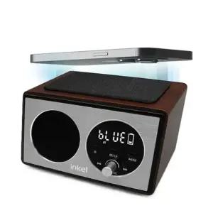 인켈정품 레트로 올인원 미니오디오 FM라디오 블루투스 스마트 무선충전 시계 알람-T1