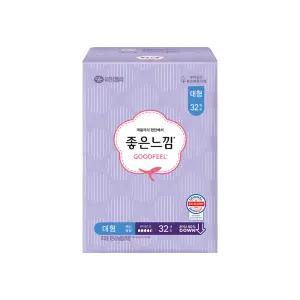 좋은느낌 생리대 에어핏쿠션 맥시슬림 날개 대형 32개입 1팩