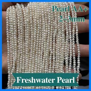 2-3mm 펀치 천연 담수 진주 비즈 라운드 작은 진주 느슨한 스페이서 구슬 DIY Jewerly 목걸이 팔찌 만들기