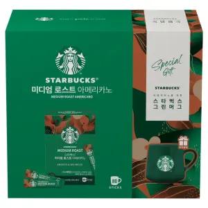 스타벅스 미디엄 로스트 아메리카노 그린 머그 세트 아메리카노 스틱 8... 1세트