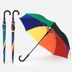무지개 컬러 자동 장우산 원터치 패션우산 8K