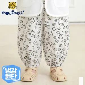 [몰리멜리] 플라워베어엠보시원고쟁이팬츠