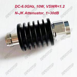 DC-6.0GHz N 타입 RF 동축 감쇠기, 암 커넥터, VSWR 1.2 50 옴, 10W, 30dB