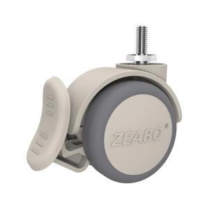 4팩 2인치 회색 브레이크 캐스터 - 가구, 카트 및 장비용 M6 ~ M12 나사 무소음 고무 바퀴(50mm)