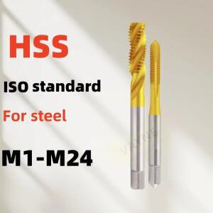 1PCS HSS Tin-Coating ISO Standard Spiral Fluted Tap Pointed M1M2M3M4M5M6M8M10M12M14M16M18M20M22 Mach