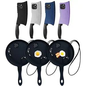 갤럭시 s26 s25 울트라 플러스 특이한 후라이팬 중식도 칼 연예인 인싸템 하드 실리콘 케이스