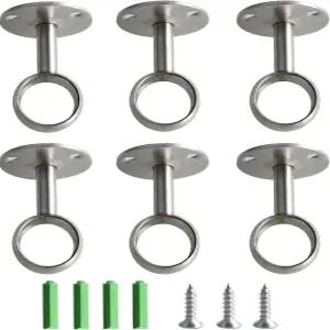 보칠로이 6Pcs 1 천장 마운트 커튼봉 홀더 브래킷 브러시드 샤워 스테인리스 스틸 옷장 막대 플랜지