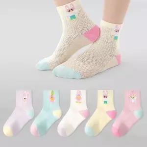 [보리보리/꼼지]NM09 바니랜드(5족)세트 메쉬 유아 주니어 초등 양말