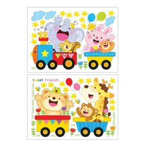 동물친구들 기차놀이 친구들 FDT-2304아이방꾸미기 유리창꾸미기스티커 유문꾸미기 데코시트지 꾸미기시 리