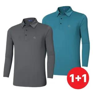 [이지바이]1+1 김영주골프 남성 에어리움 데일리 캐주얼 스포츠웨어 카라 긴팔 티셔츠(M7OPST57)