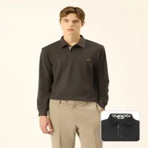 [닥스 남성] [25FW] DMTS5C501CG 닥스훈트 차콜그레이 체크 플라켓 카라 티셔츠