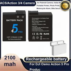 DJI 오즈모 액션 5 프로 카메라 배터리용 2100mAh 3 4 액세서리용 2 슬롯 고속 충전기