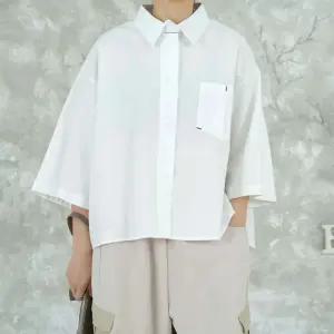 벅시루 여성 쟈드 포켓포인트 A라인 언발 면 긴팔 간절기 여자 카라넥 남방