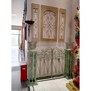 레트로 철제 아치형 정원 입구 문 이중 개방형 안뜰 빌라 장식 야외 꽃꽂이 문 등반 포도나무 선반