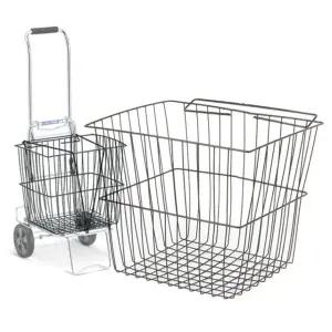 철제손수레 장바구니 핸드카트 핸드카바구니 시장쇼핑 달린 접이식 카트 마트 캐리어 손수레 바퀴 장바구니