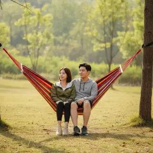 캠핑 2인용 그물침대 레인보우 해먹 160x150cm 야외 그네