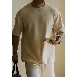남성 데일리룩 라운드넥티 올드 머니 실크 울 혼방 래글런 티셔츠 봄가을 통기성 따뜻한 상의 힛템