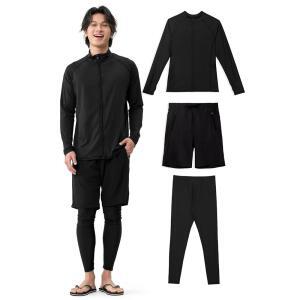 [아크레이스] 수영복 남성용 래시가드 상하 세트 긴소매 3점 후드 없음 지퍼 업 레깅스 UV 차단 체형 커버 수영장 바다 해수욕 사우나 멋스러움 수상 수중 겸용 al st21001 S M L XL XXL