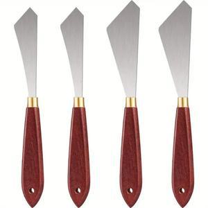 2pcs 페인팅 나이프 주걱 팔레트 나무 손잡이와 금속 블레이드 아트 및 페인트 용 액세서리
