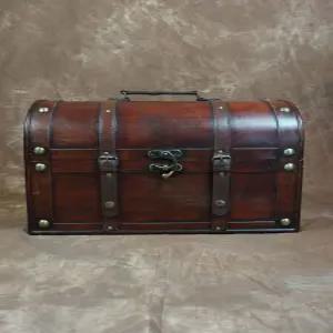 나무 보물 상자 보관함 장난감 보석함 해적 자물쇠 장신