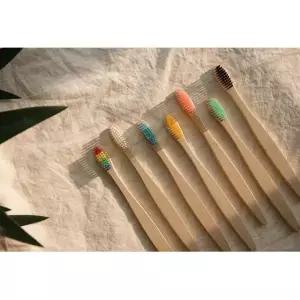 대나무칫솔50개 제로웨이스트 부드러운27mm  이중미세모 7가지컬러 생분해 나무칫솔 NPE