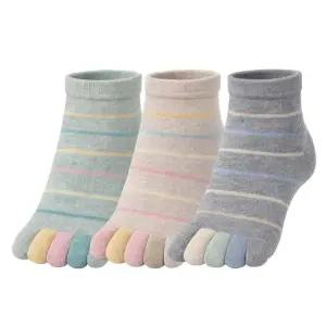 3켤레 유니미스 국산 여자 줄무늬 면100 발가락양말 단목