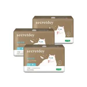 시크릿데이 순한코튼 통기성좋린넨 오가닉커버 슈퍼롱(43cm) 오버나이트 8개입X3팩