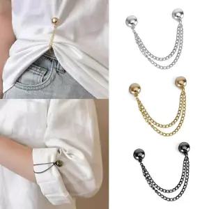 2p 옷 소매 고정 자석 셔츠 밑단 기장 버클 체인 액세서리