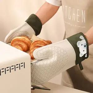 오븐용 장갑 베이킹 내열 귀여운 실리콘 주방 장갑 주방용 열차단 요리용 두꺼운 조리용 다용도 미끄럼