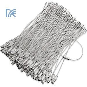 스테인레스 스틸 와이어 키 체인 태그 루프 나사 잠금 밧줄 케이블 가제트 링 열쇠 고리 서클 교수형 도구