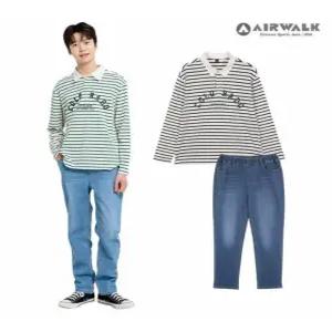 [에어워크주니어]카라티 밴딩 데님팬츠 상하세트