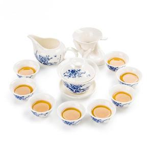 11pcs 중국어 쿵푸 차 세트 세라믹 휴대용 찻잔 도자기 서비스 Gaiwan 컵 다도 주전자 머그잔