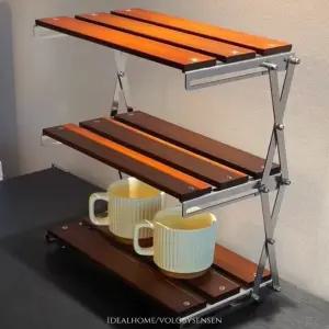 3단 캠핑 진열대 나무 경량 쉘프 미니 선반 테이블 접이식 수납장