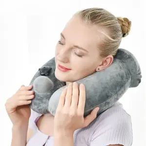 여행용 사무실 목쿠션 에어펌프형 공기주입 목베개 에어목쿠션 목베개