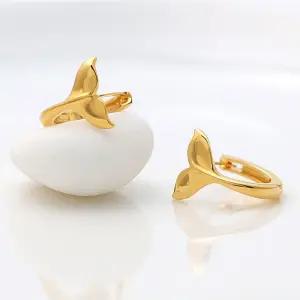 14K 골드핀 원터치링 고래 꼬리 귀걸이 회사원 선물 생일 데일리 학생 기본 베이직