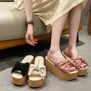 여성 심플 여름 통굽 슬리퍼 실내화 샌들 7센티