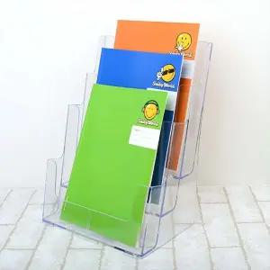 A4 쇼케이스 아크릴꽂이 A4꽂이 꽂이 3단 전단지꽂