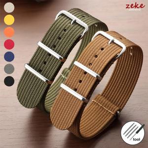 프리미엄 나일론 시계 밴드 군용 탄도 직물 용 리브 스트랩 18mm 20mm 카키 필드 팔찌