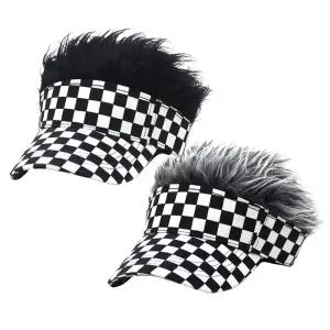 체크패턴 가발 인모썬캡/ 골프썬캡모자/ 골프모자/ 가 등산모자 메쉬모자