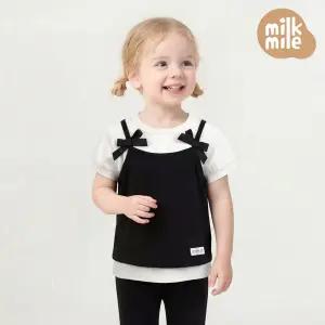 [밀크마일] 벌룬퍼프리본뷔스티에티셔츠