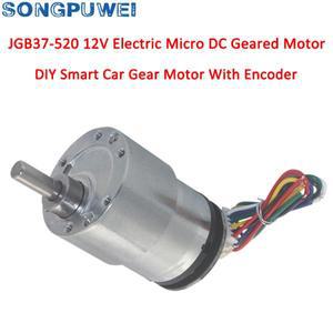 JGB37-520B 홀 엔코더 소형 DC 기어드 모터 6V12V 정회전 및 6RPM1600RPM 속도 측정 기능 포함 37mm